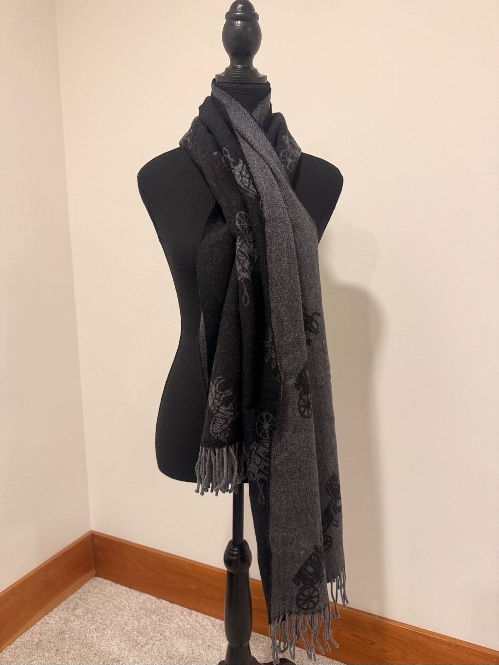 Coach Horse & Carriage Reversible Fringe Scarf